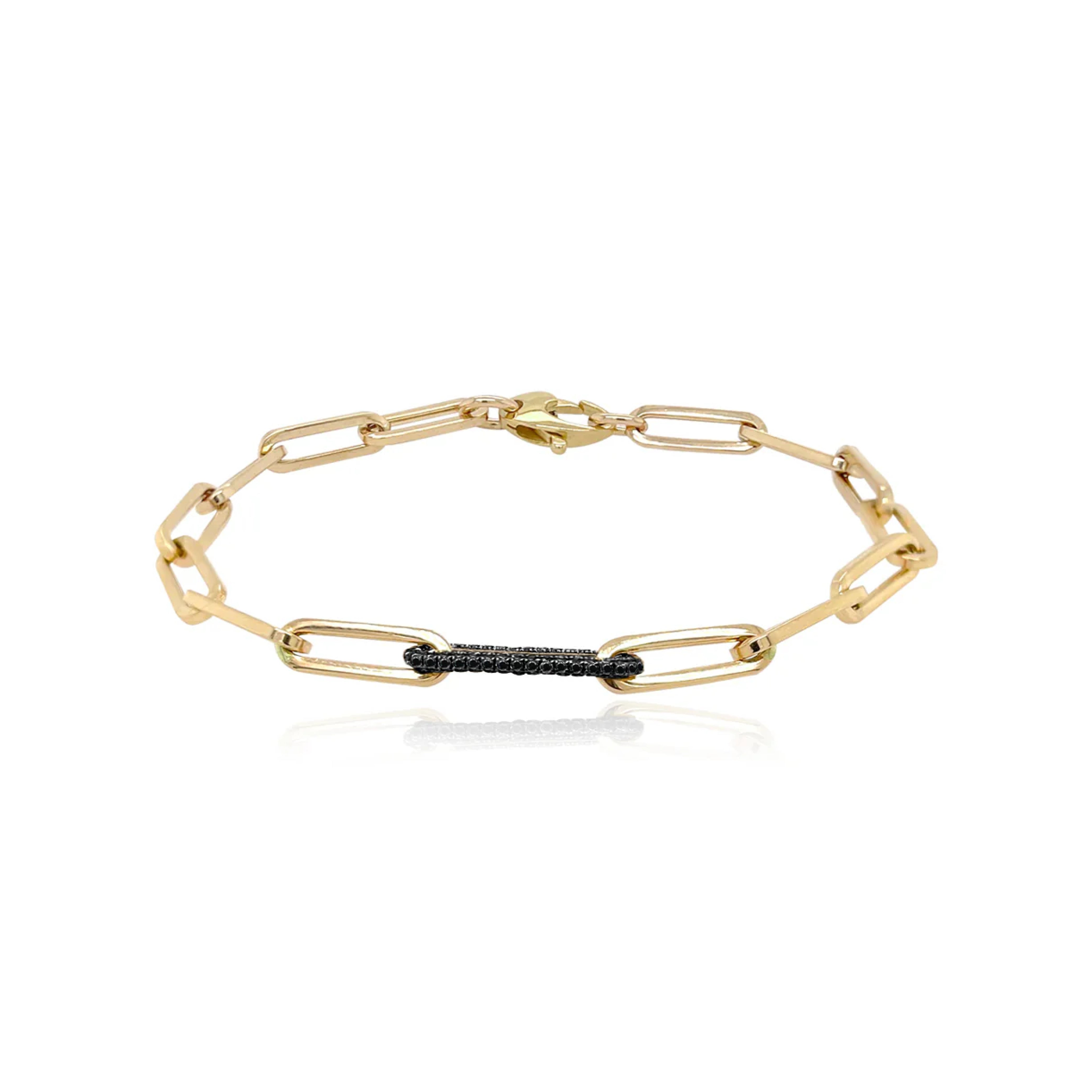 All Around Black Diamond Link Paperclip Bracelet