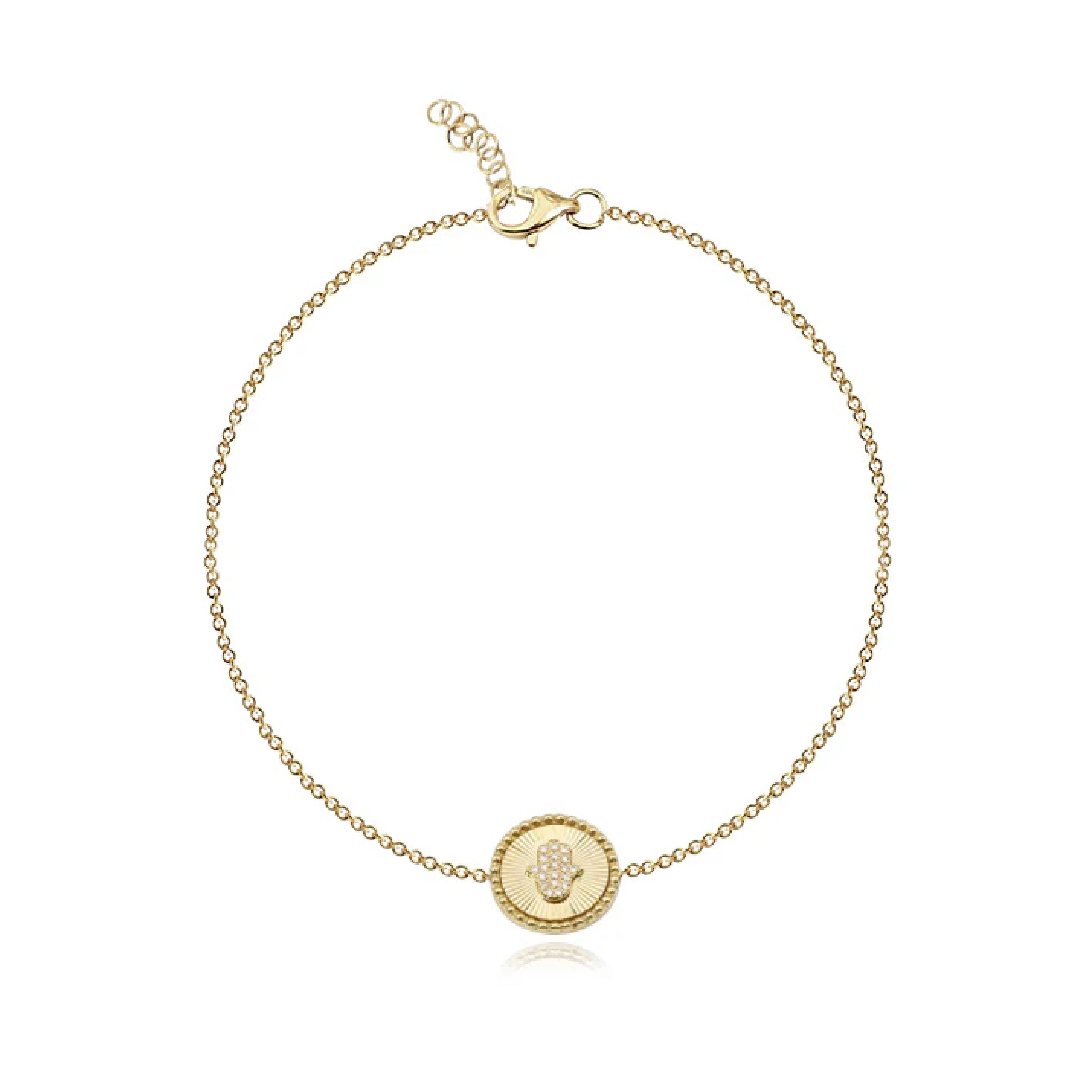 Fluted Pave Hamsa Bracelet