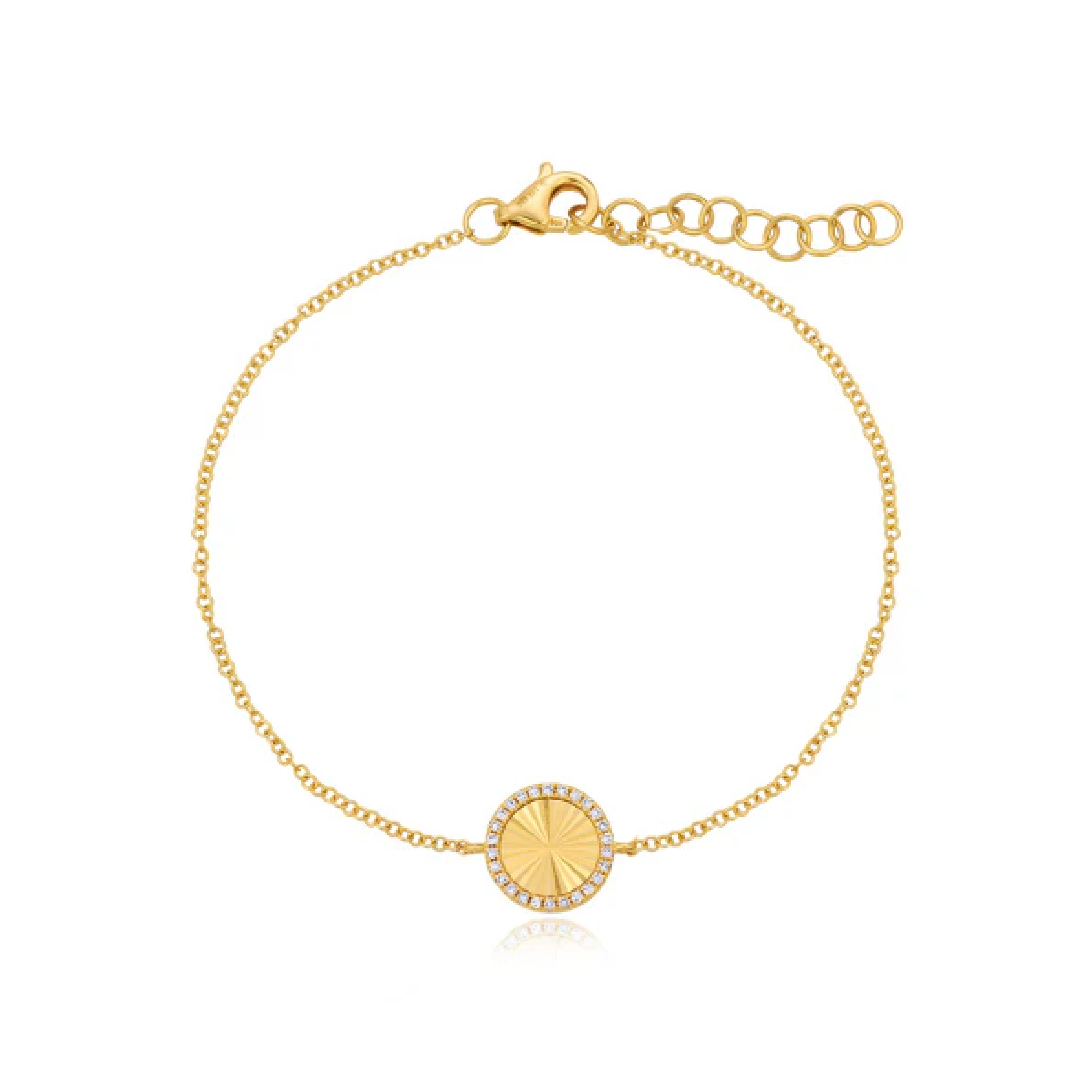 Fluted Pave Round Bracelet