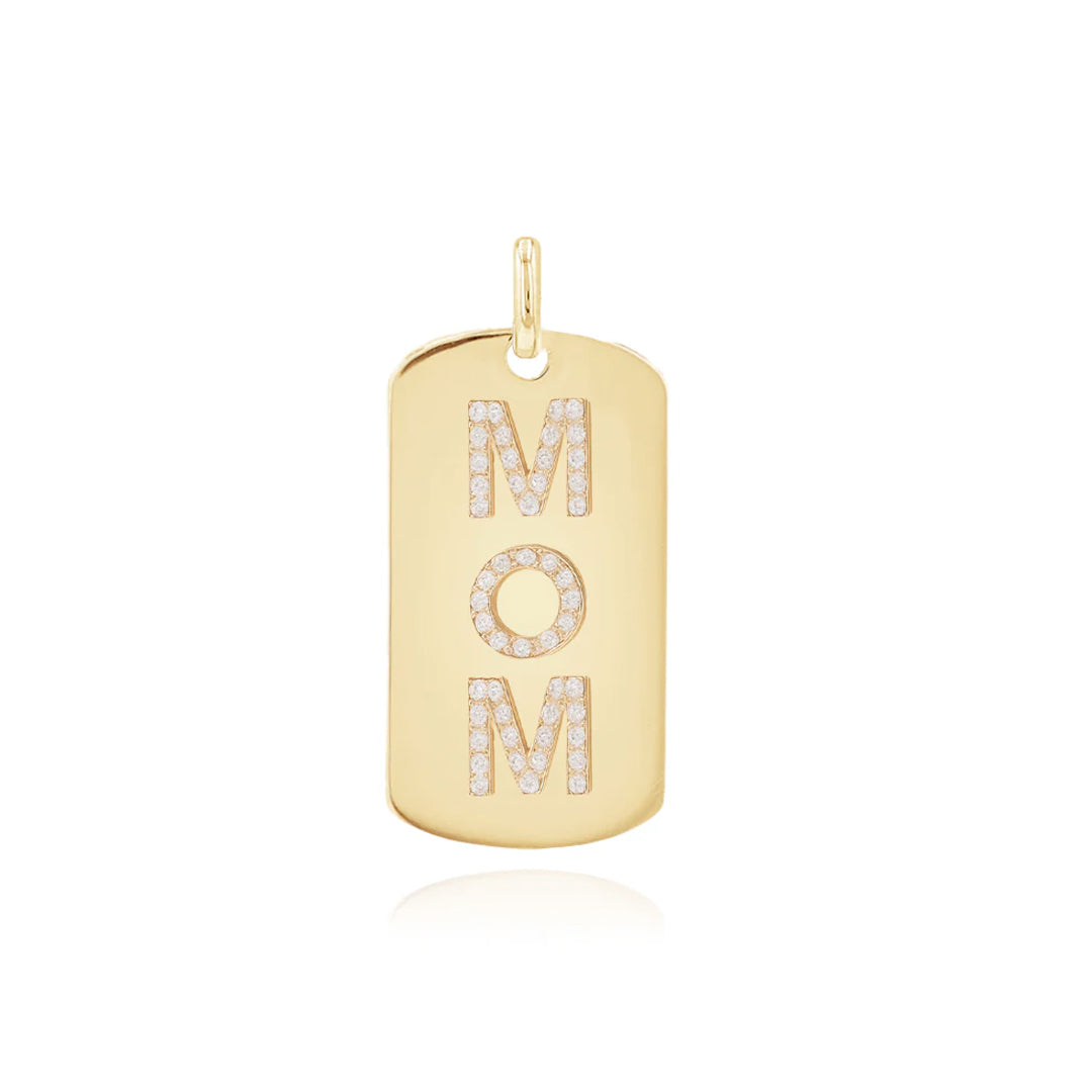 Diamond Mom Dog Tag Charm