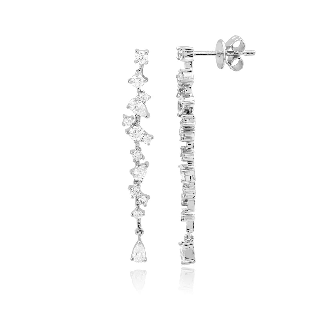 Drop Round and Pear Diamond Earrings