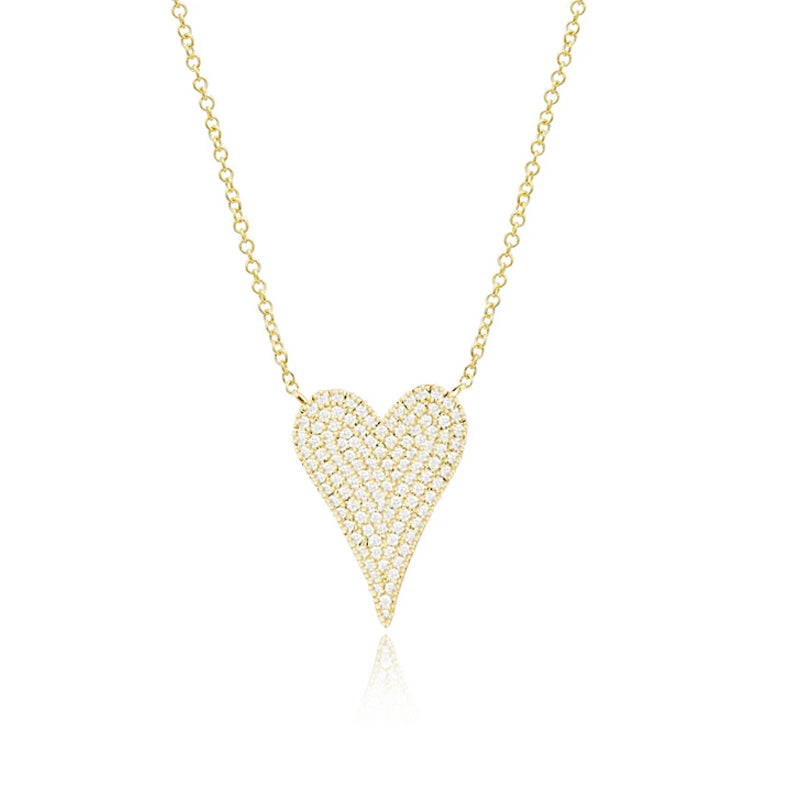 Large Elongated Diamond Heart Necklace
