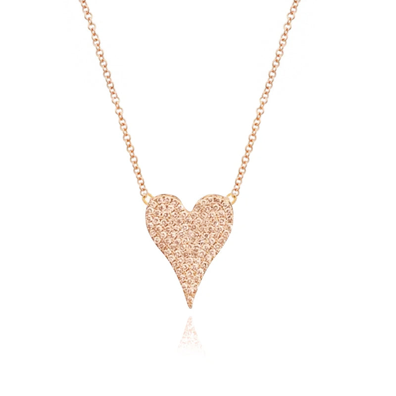 Large Elongated Diamond Heart Necklace