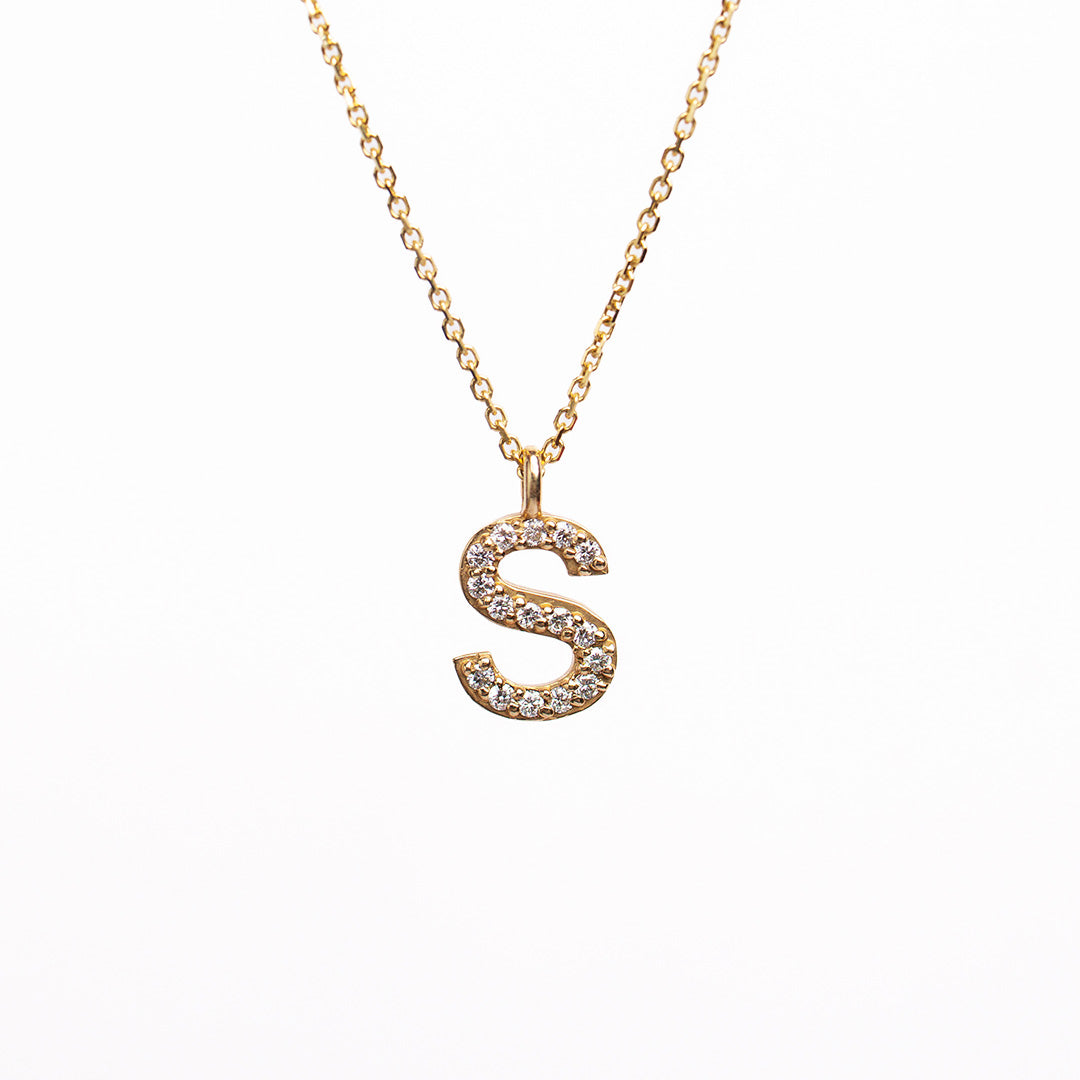 Diamond Initial Pendant with Chain (Small)