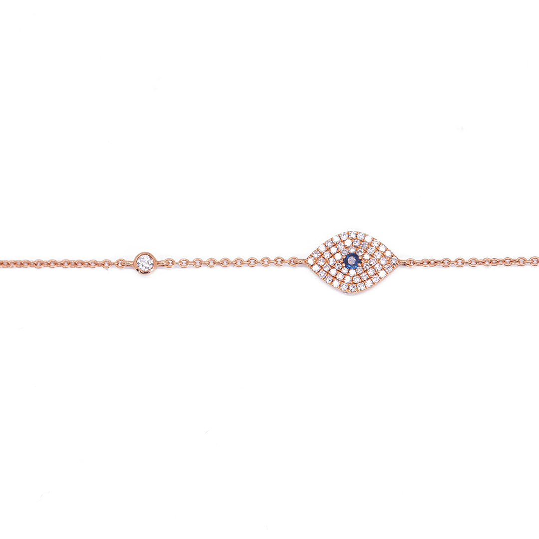 Single Evil Eye Sapphire and Diamond Station Bracelet