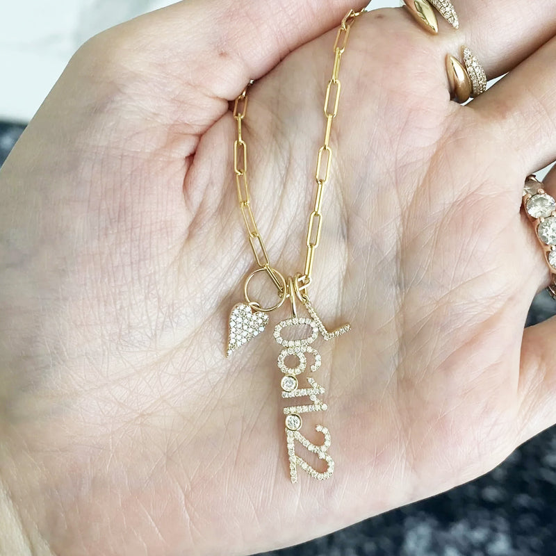 Mommy and Me Pave Diamond Heart Necklace Set