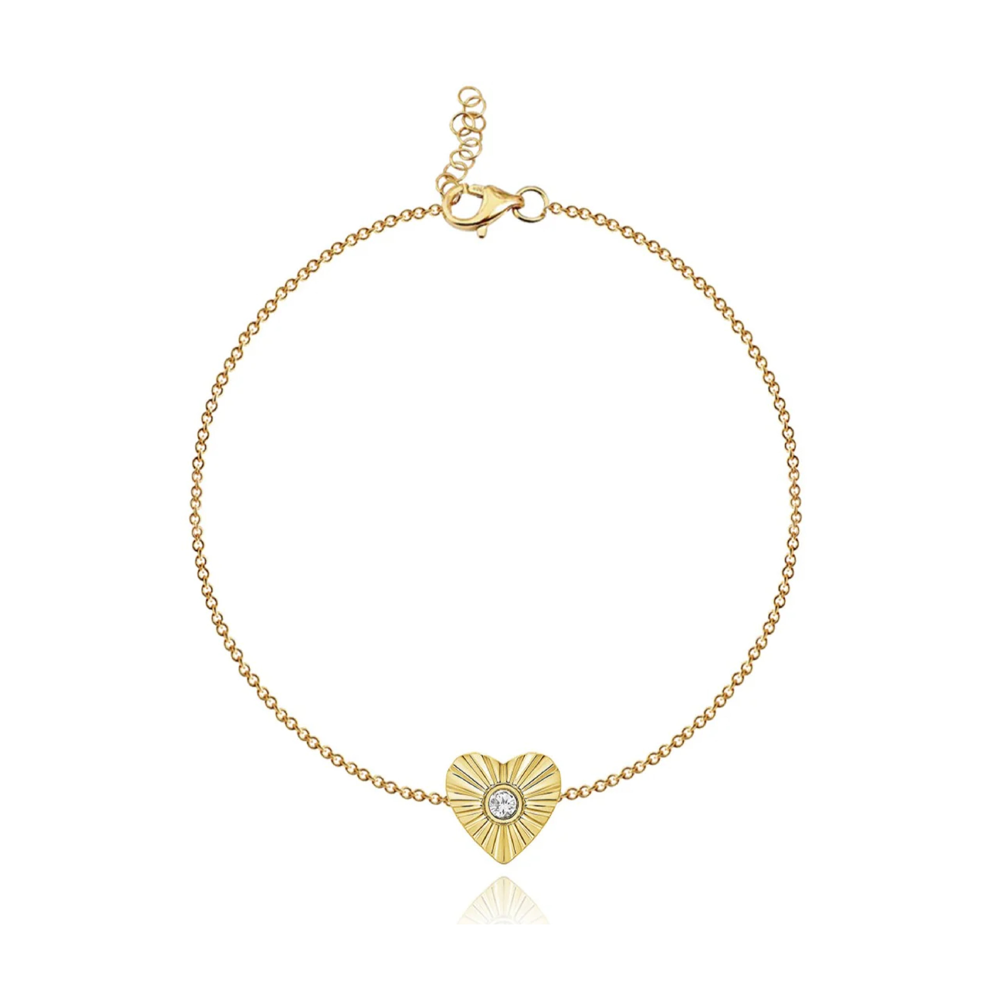 Striped Heart Center Diamond Bracelet