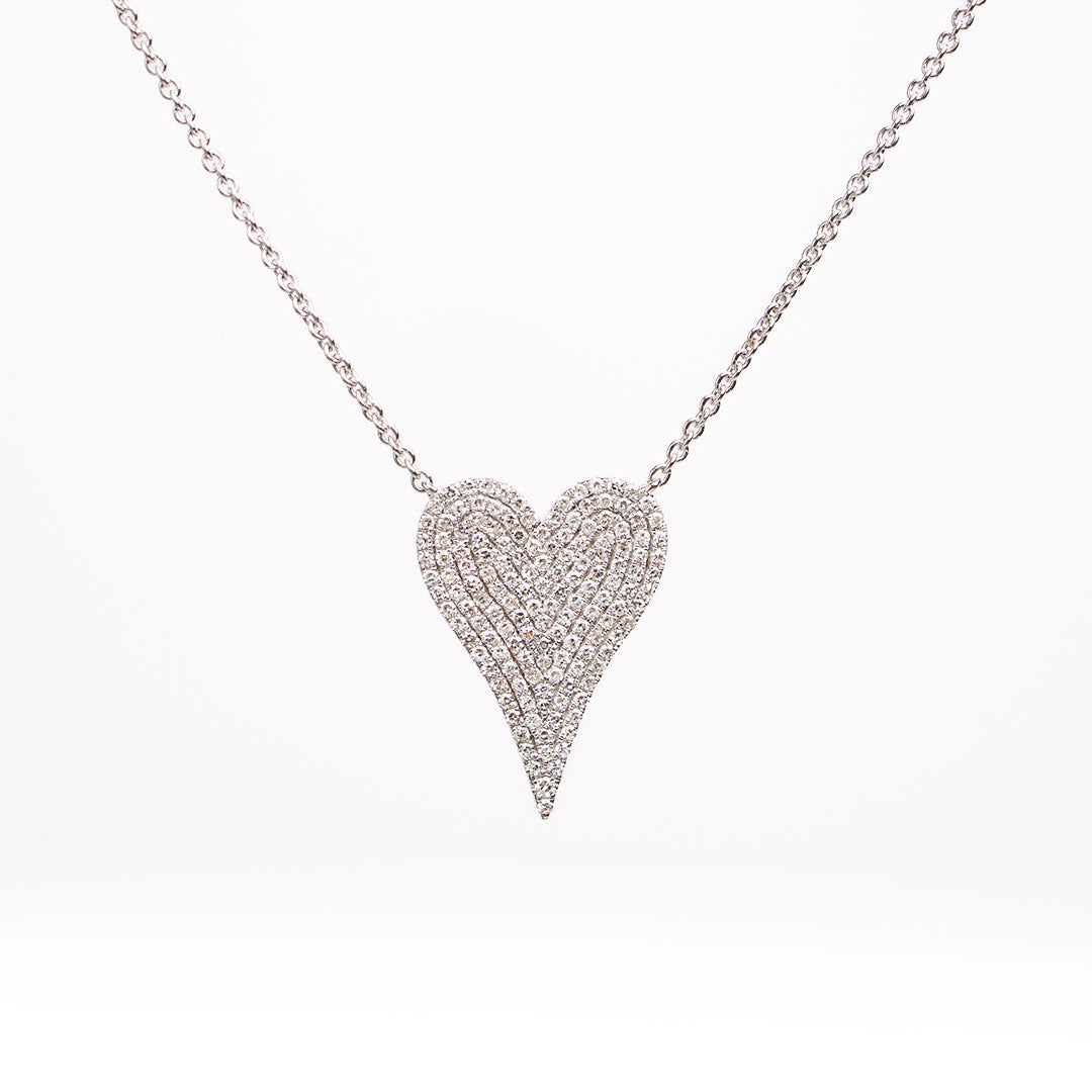 Large Elongated Diamond Heart Necklace