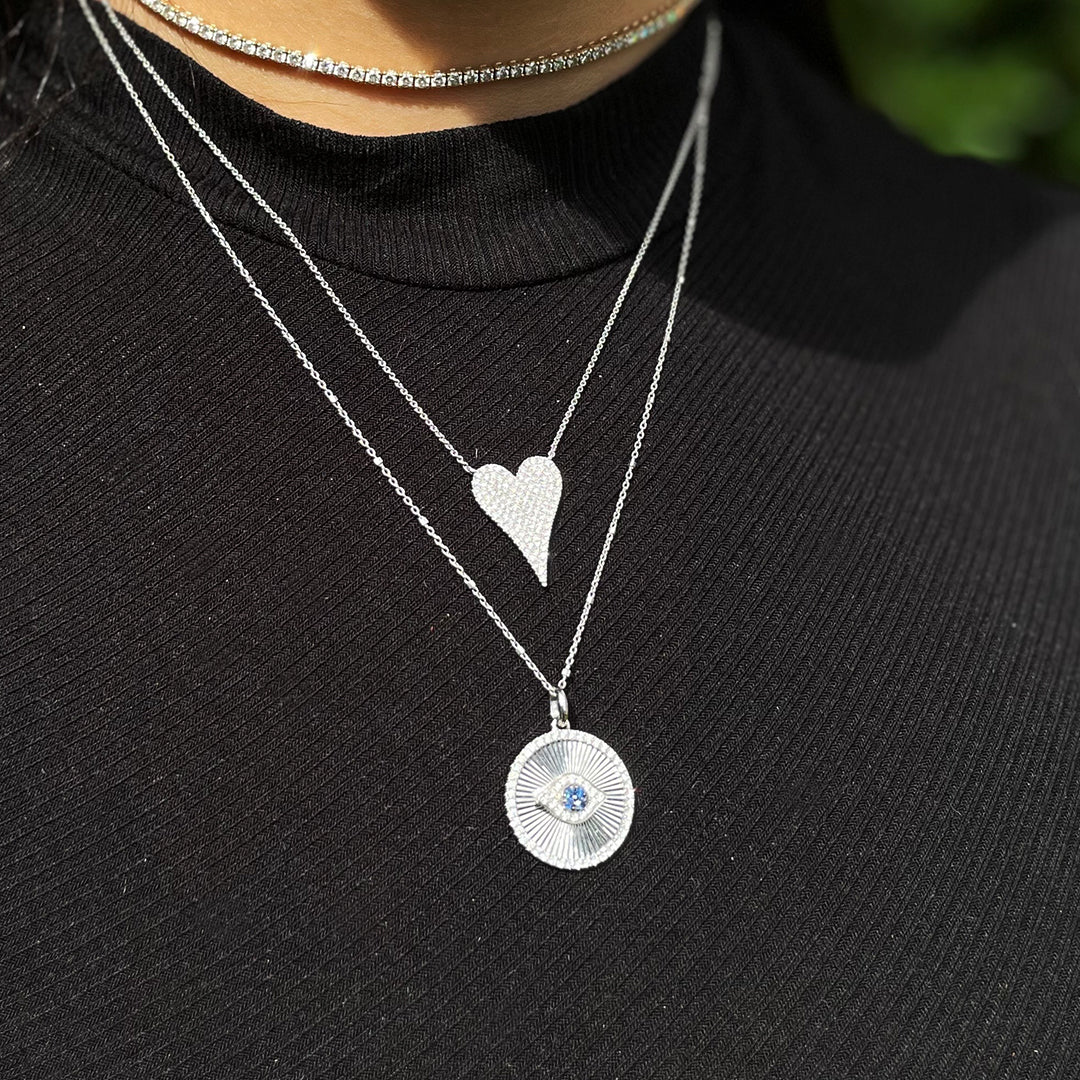 Fluted Diamond Evil Eye Pendant