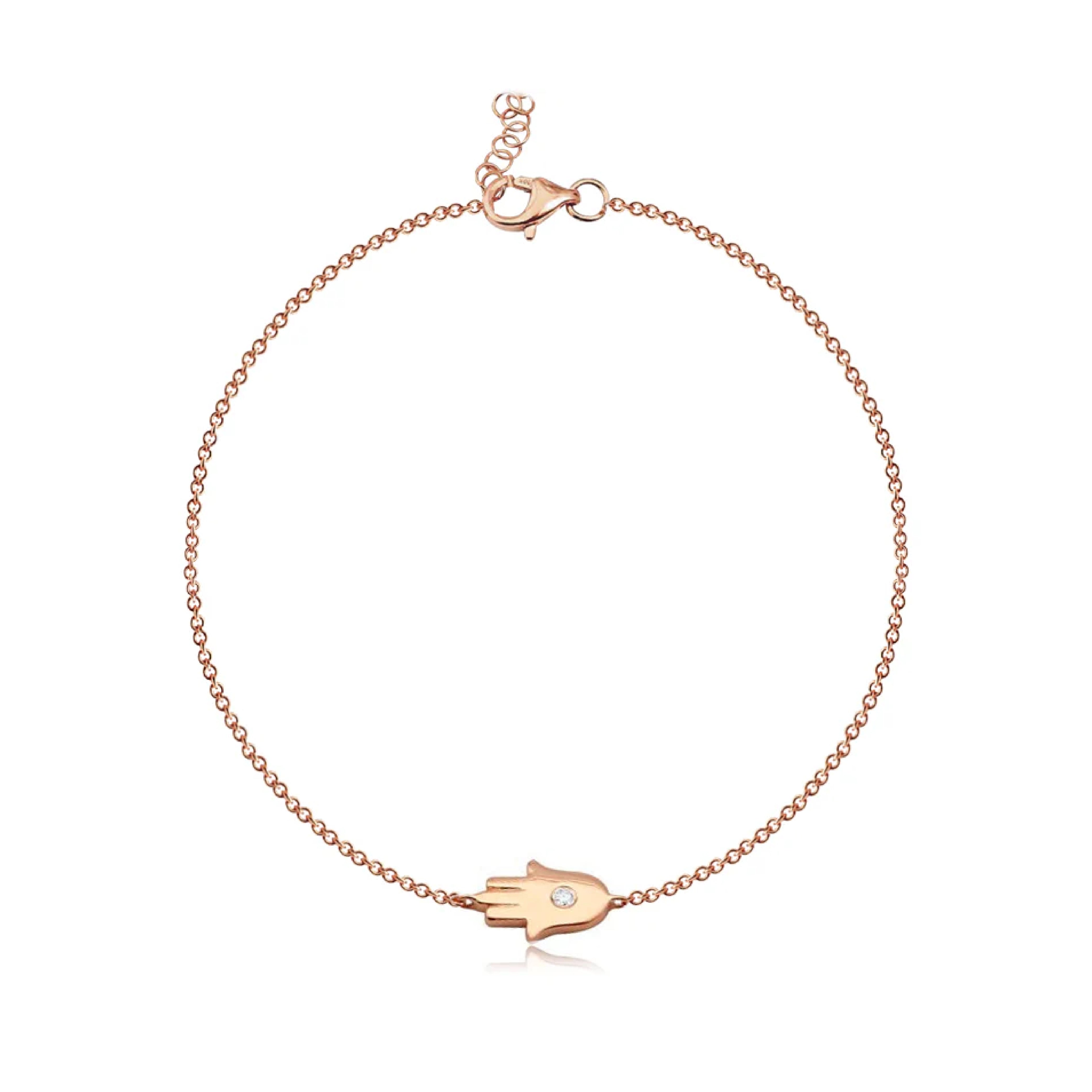 Gold Hamsa with Center Diamond Bracelet