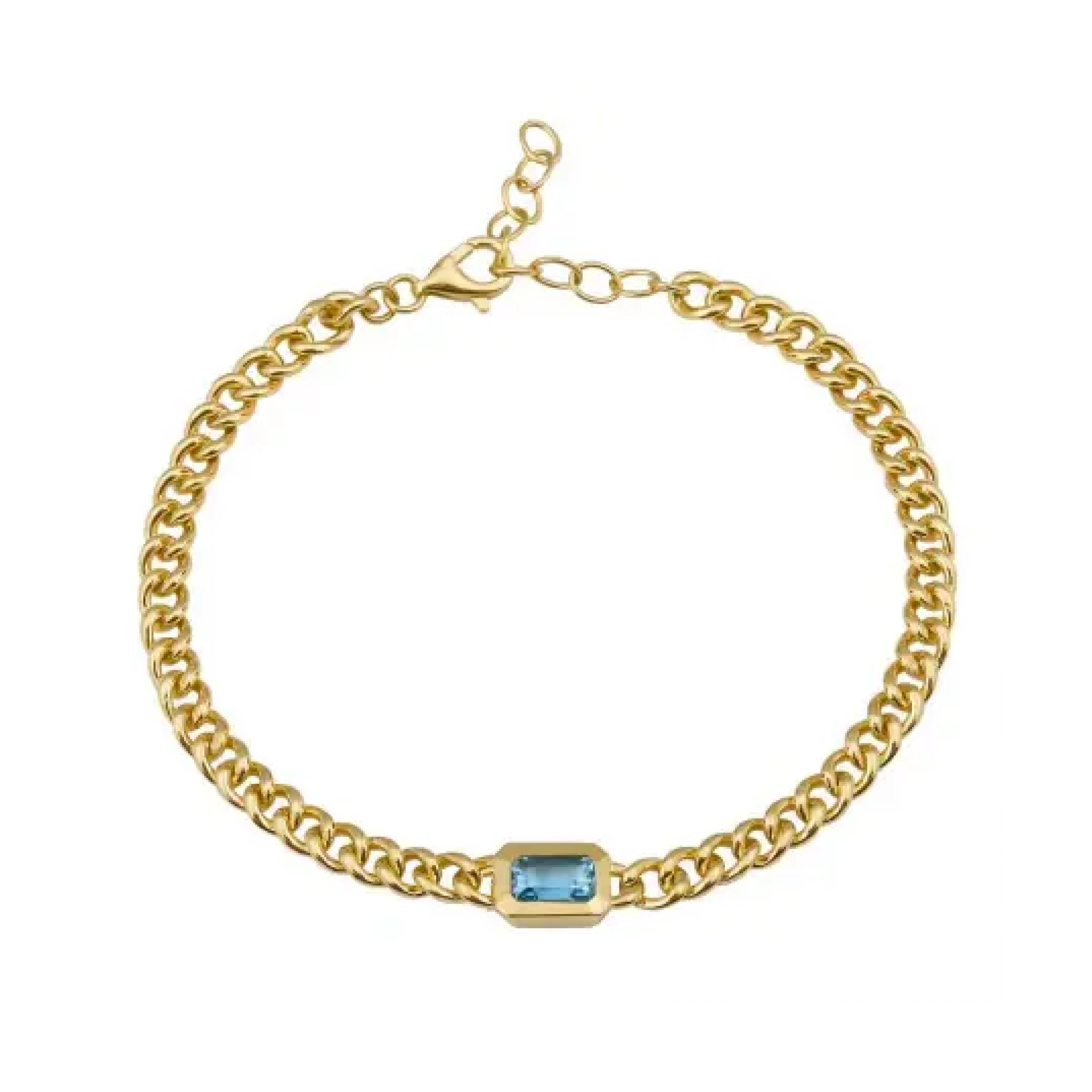 Bezel Gemstone Cuban Bracelet