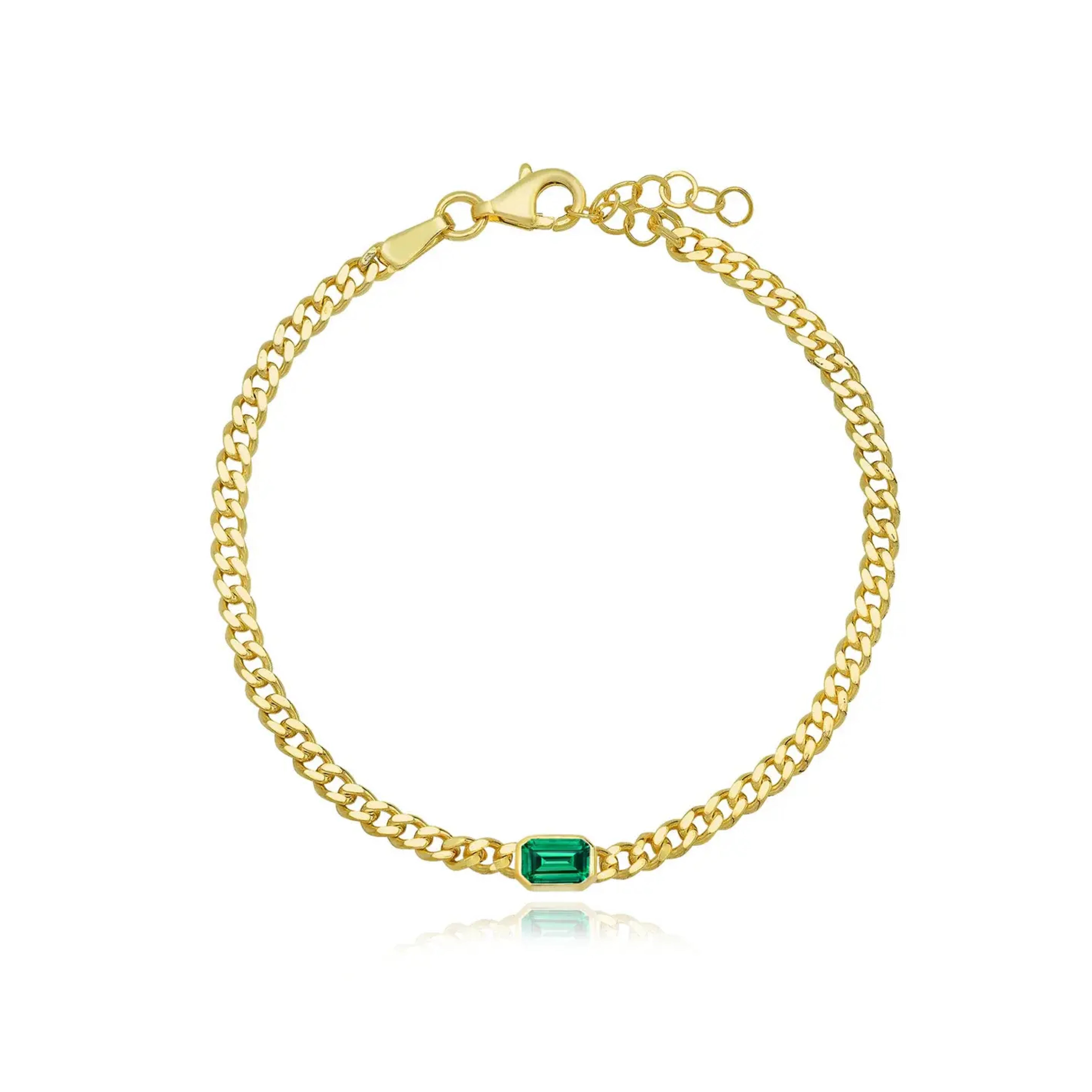 Bezel Gemstone Cuban Bracelet