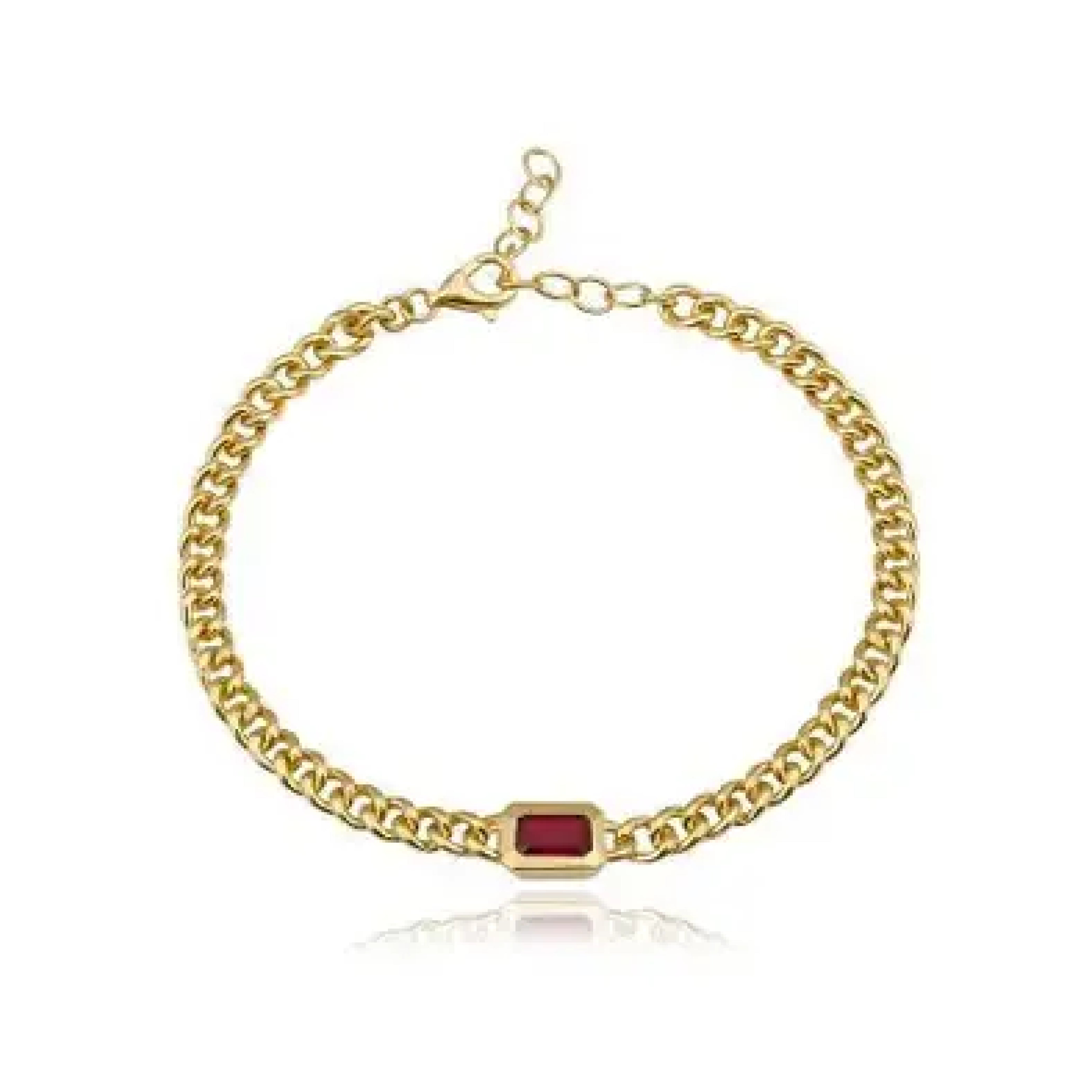 Bezel Gemstone Cuban Bracelet