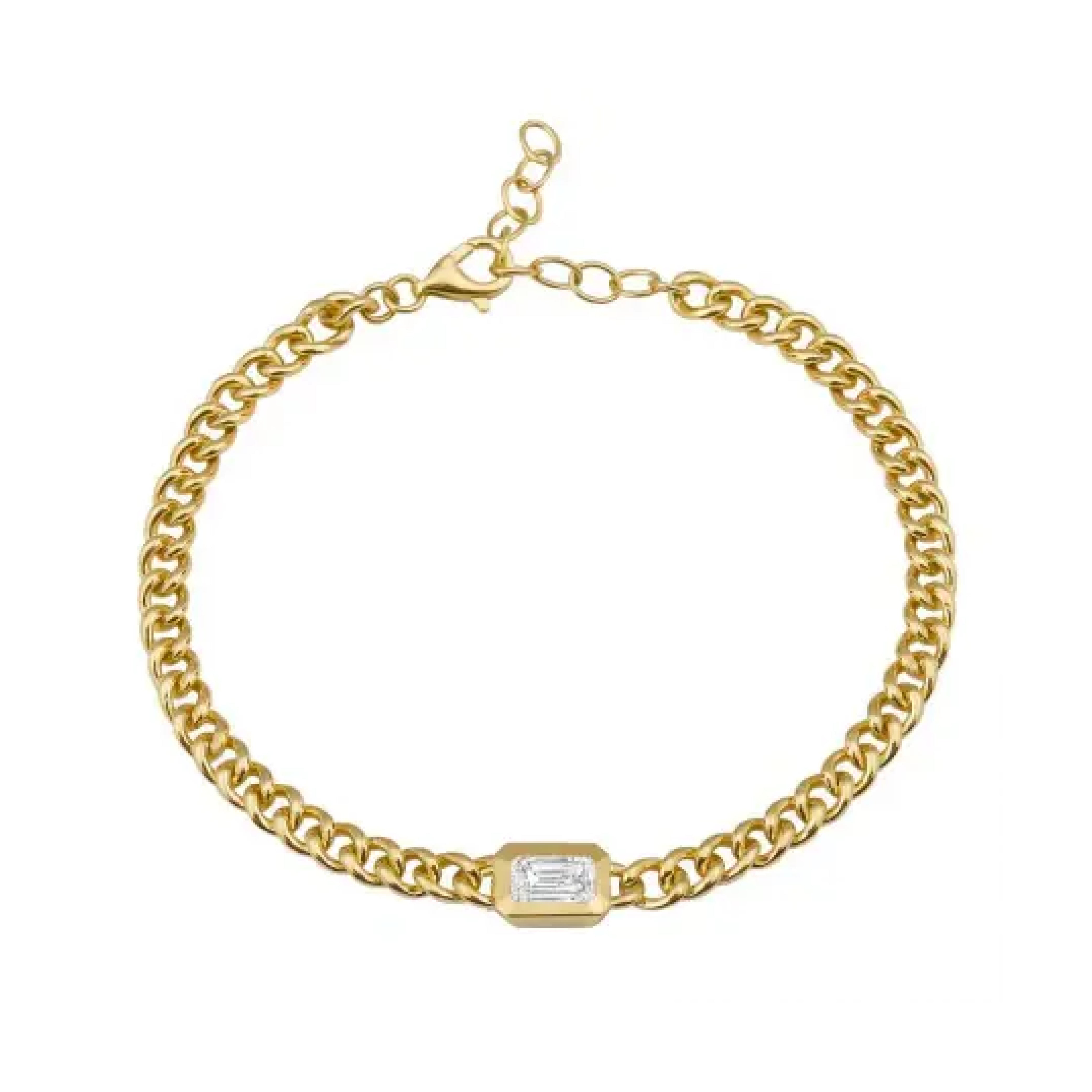 Bezel Gemstone Cuban Bracelet