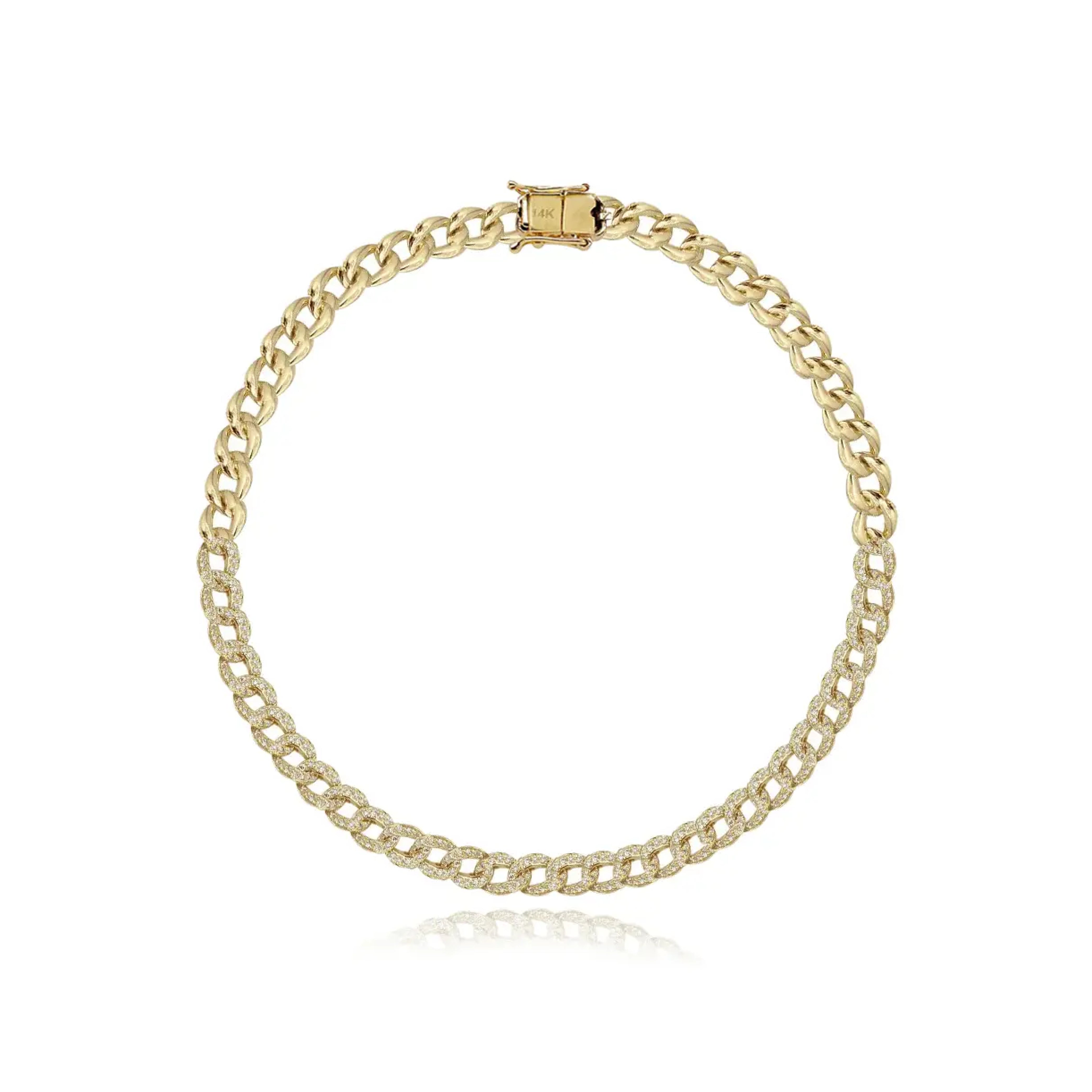 Small Diamond Cuban Chain Bracelet