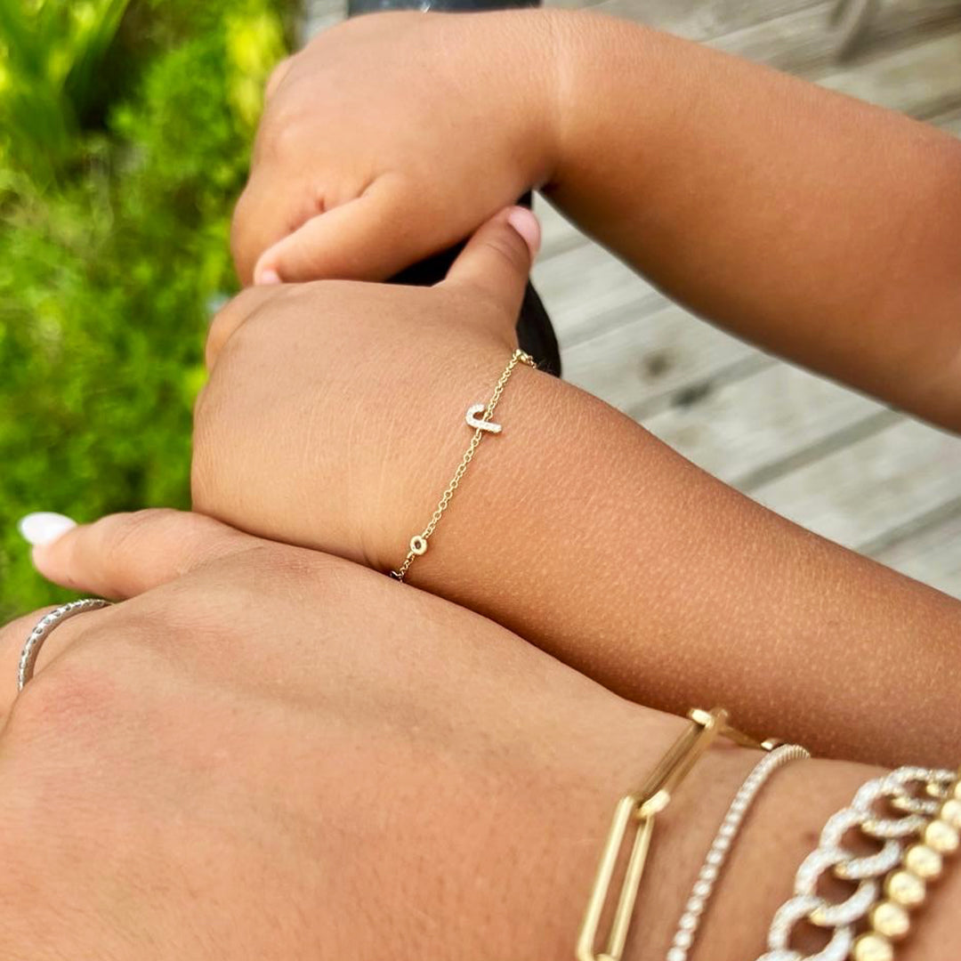 Diamond Initial and Bezel Bracelet