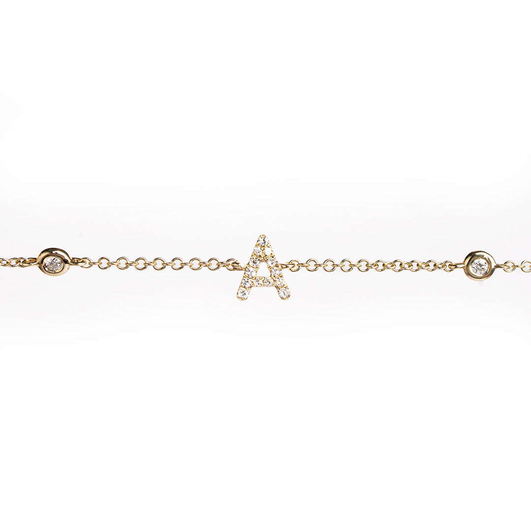 Diamond Initial and Bezel Bracelet