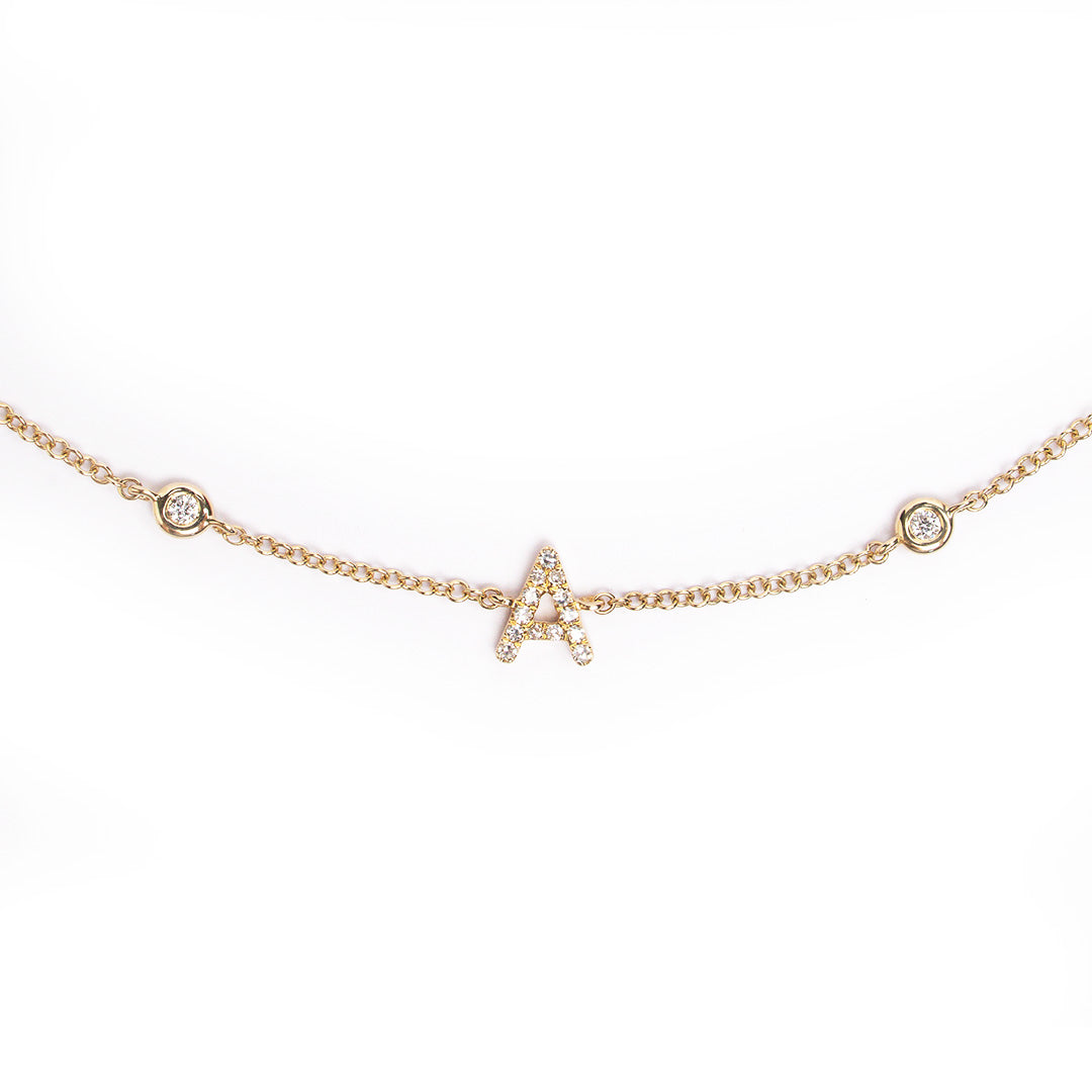Diamond Initial and Bezel Bracelet