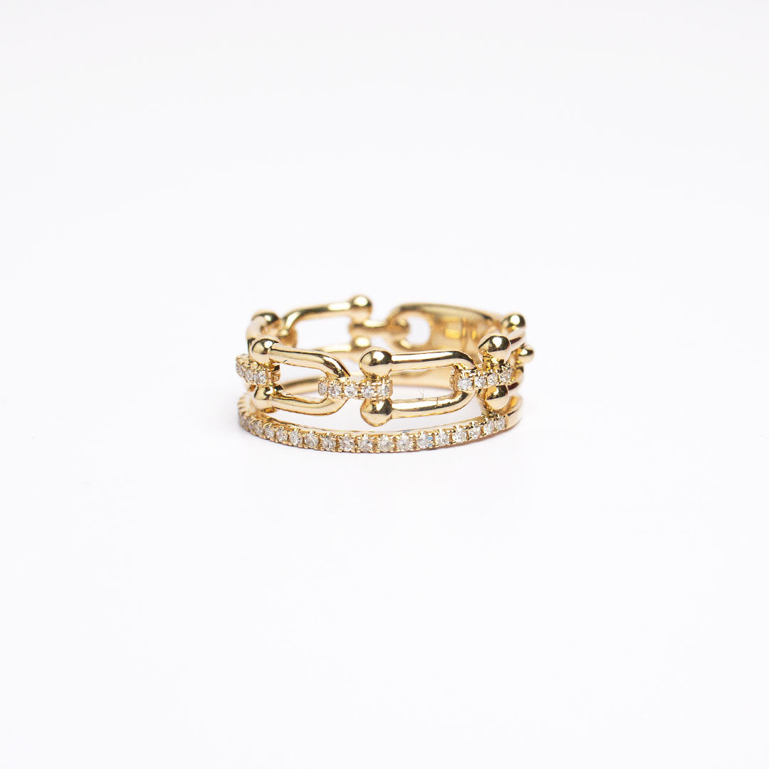 Diamond Stacked Chain Link Ring