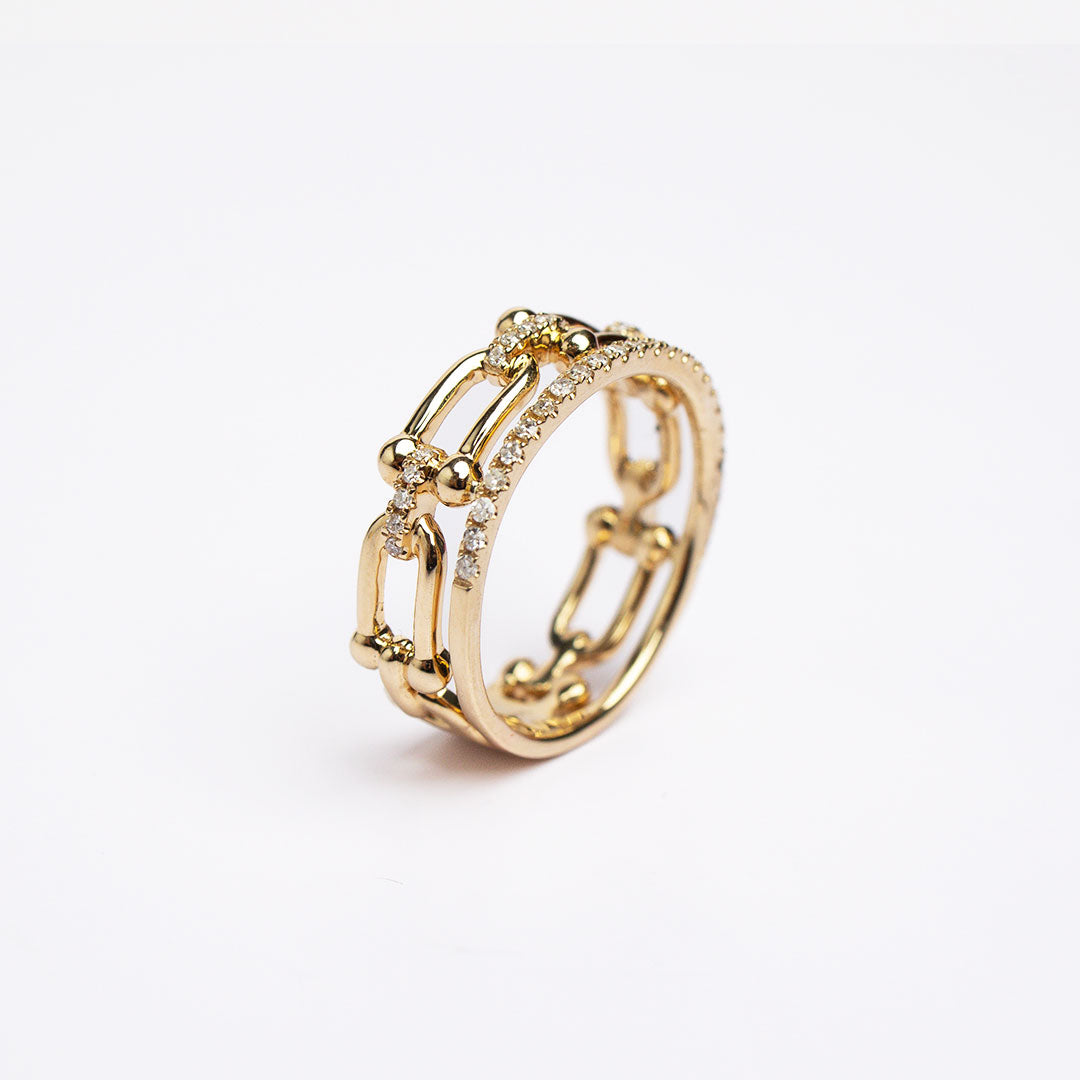 Diamond Stacked Chain Link Ring