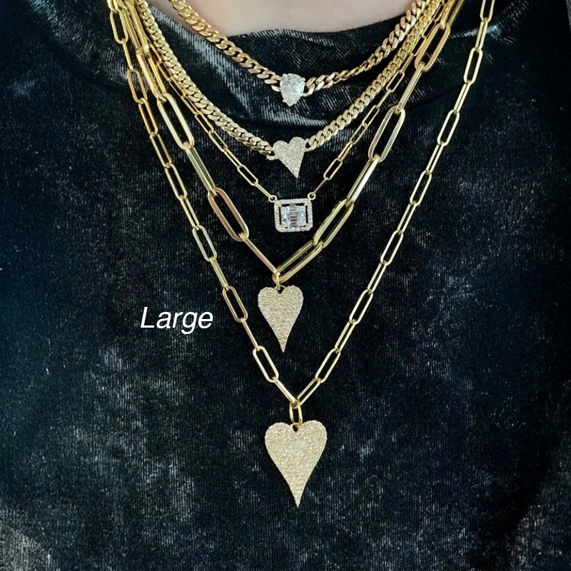 Large Elongated Diamond Heart Pendant