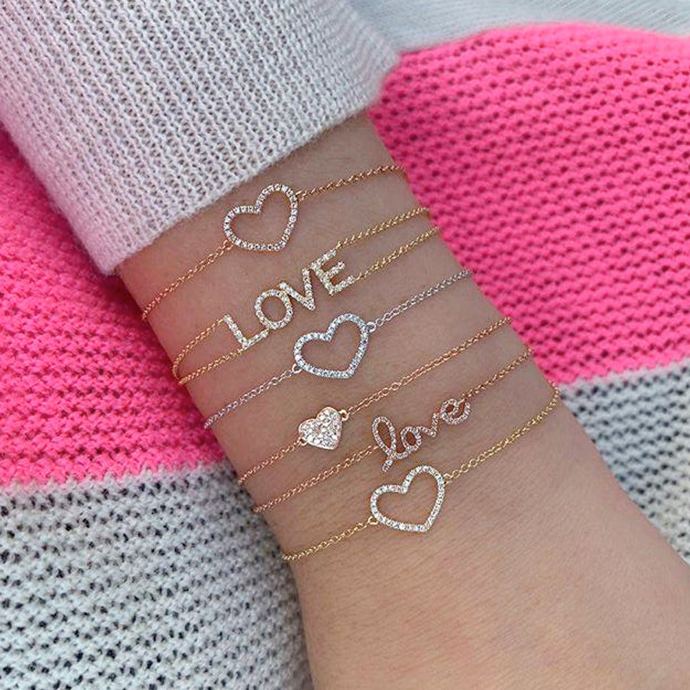 Mommy & Me Pave Heart Bracelet Set