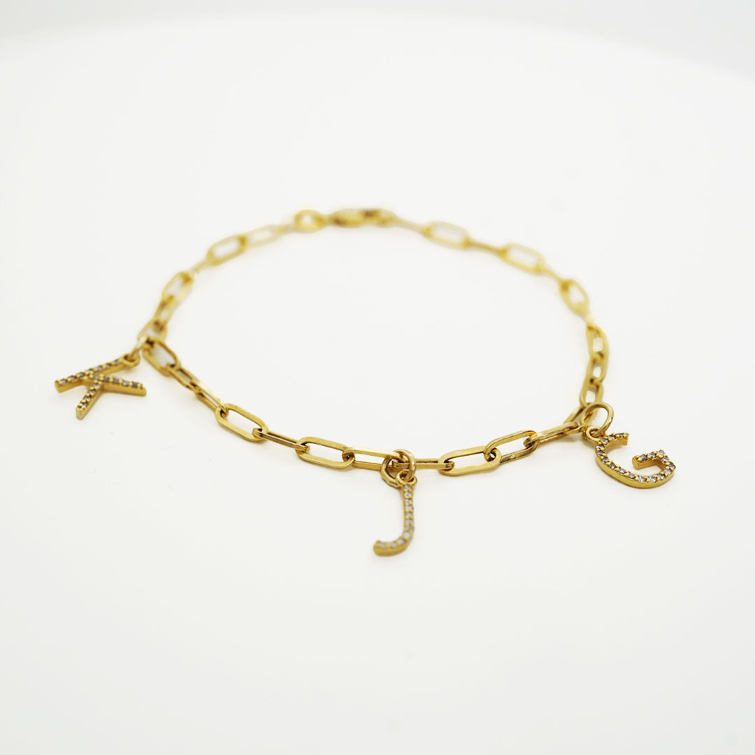 Paperclip Bracelet With Charms or Initials