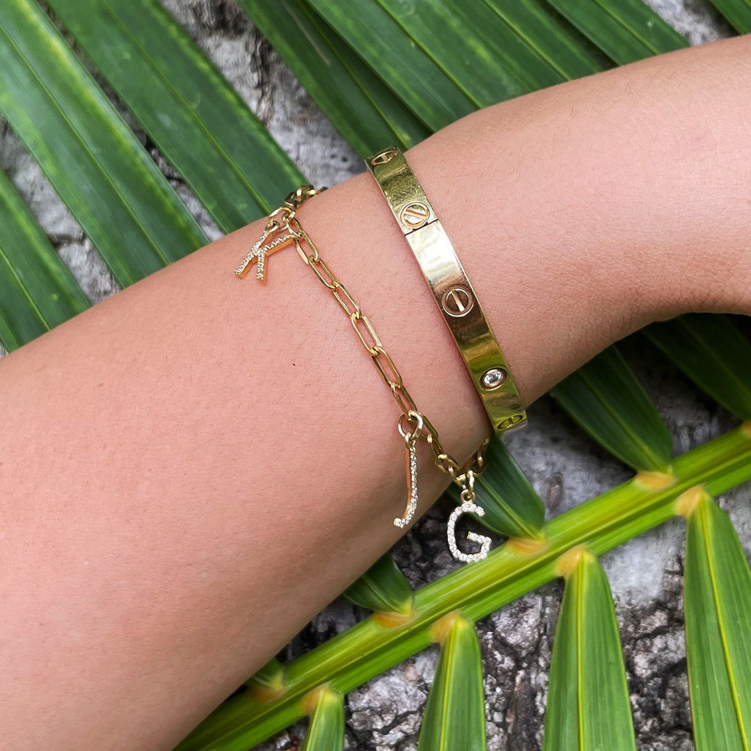 Paperclip Bracelet With Charms or Initials