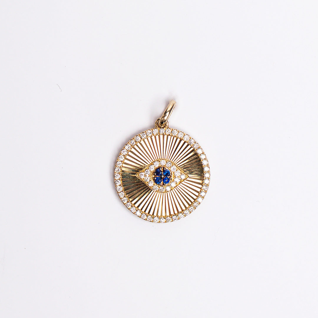 Fluted Diamond Evil Eye Pendant