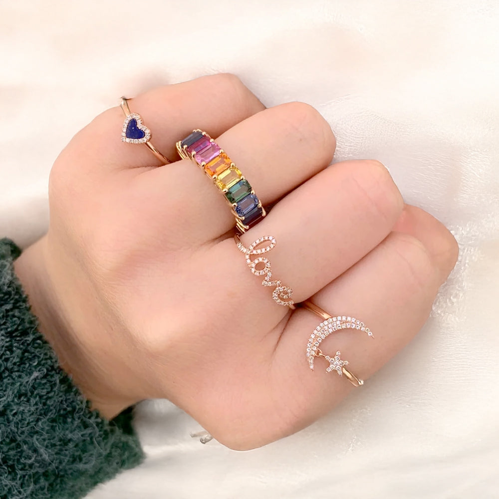 Mommy & Me Love Pave Necklace and Ring Set